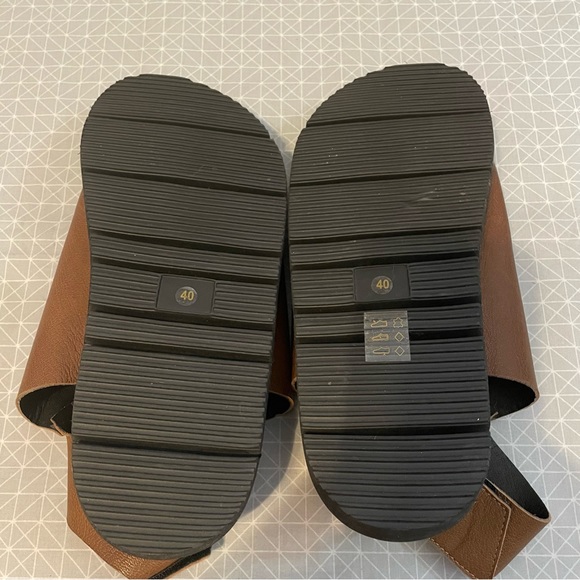 All Black Brown Leather Ankle Strap Covered Footbed Sandals 40 - Picture 8 of 8